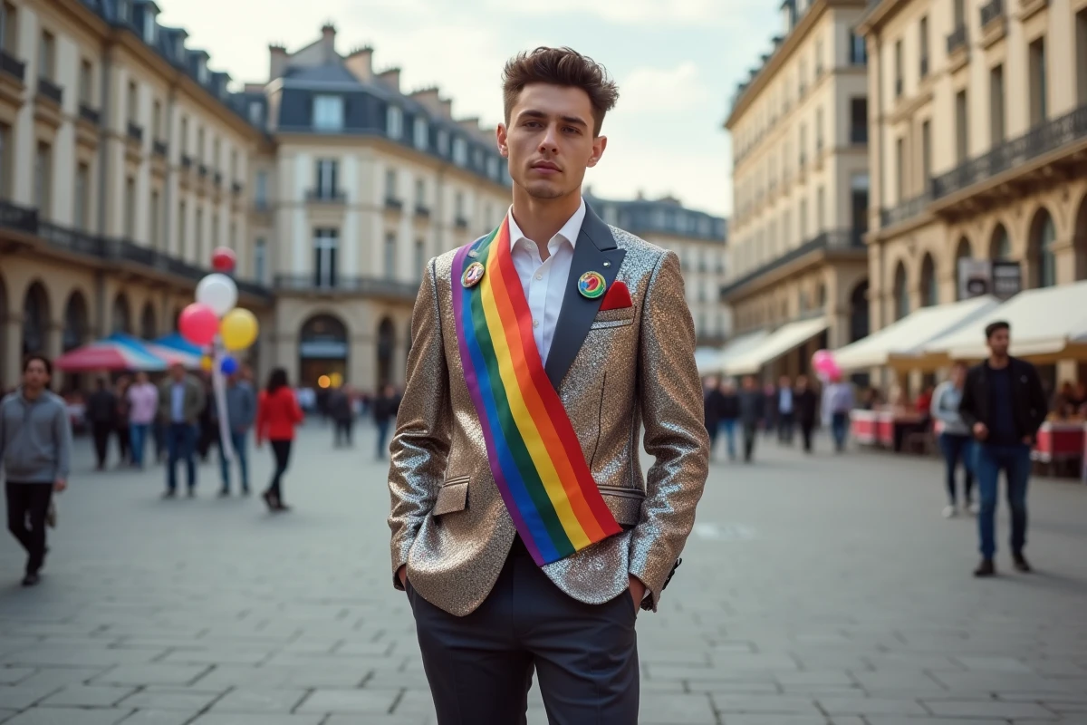 Personne nonbinaire en portrait lors de la Pride à Lyon